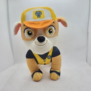 Paw Patrol Rubble Stuffed Plush Animal Toy 8.25" Yellow Tool Construction Worker